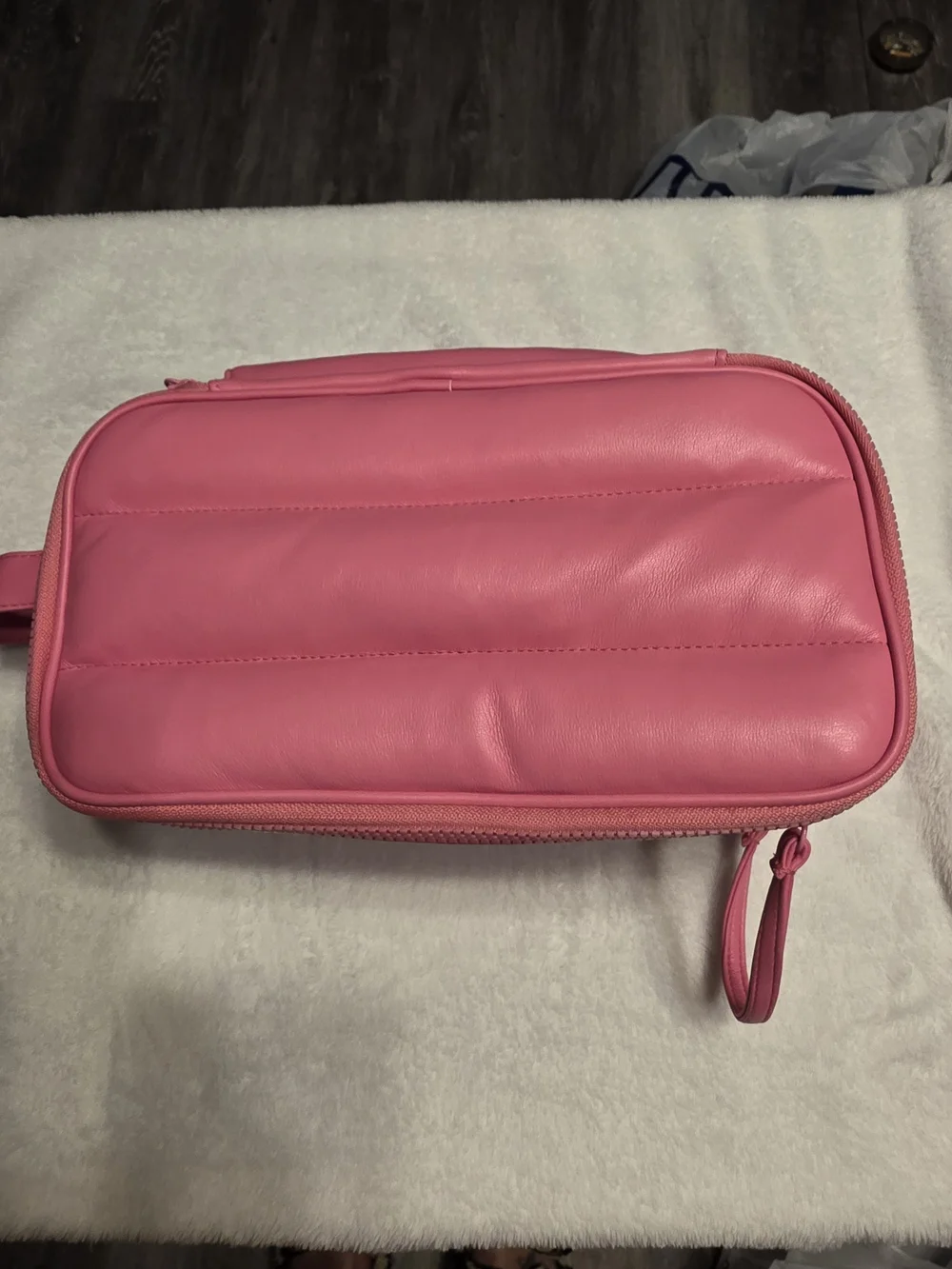 Steve Madden Pink Quilted Cosmetic Pouch